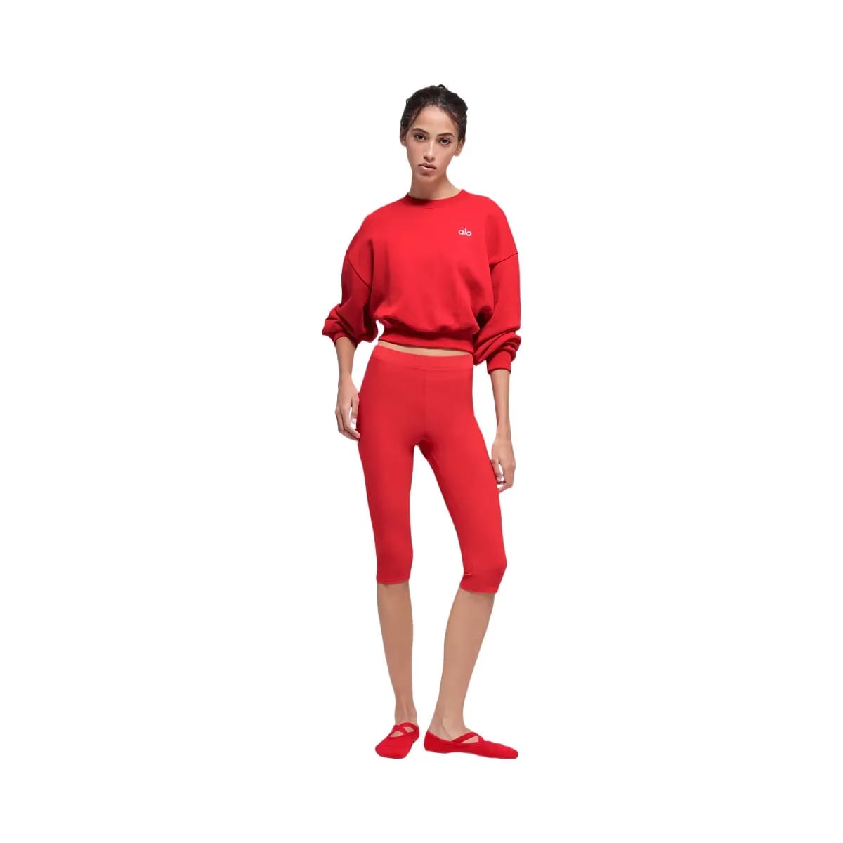 Alo Women's Cropped Accolade Crewneck - Bright Red