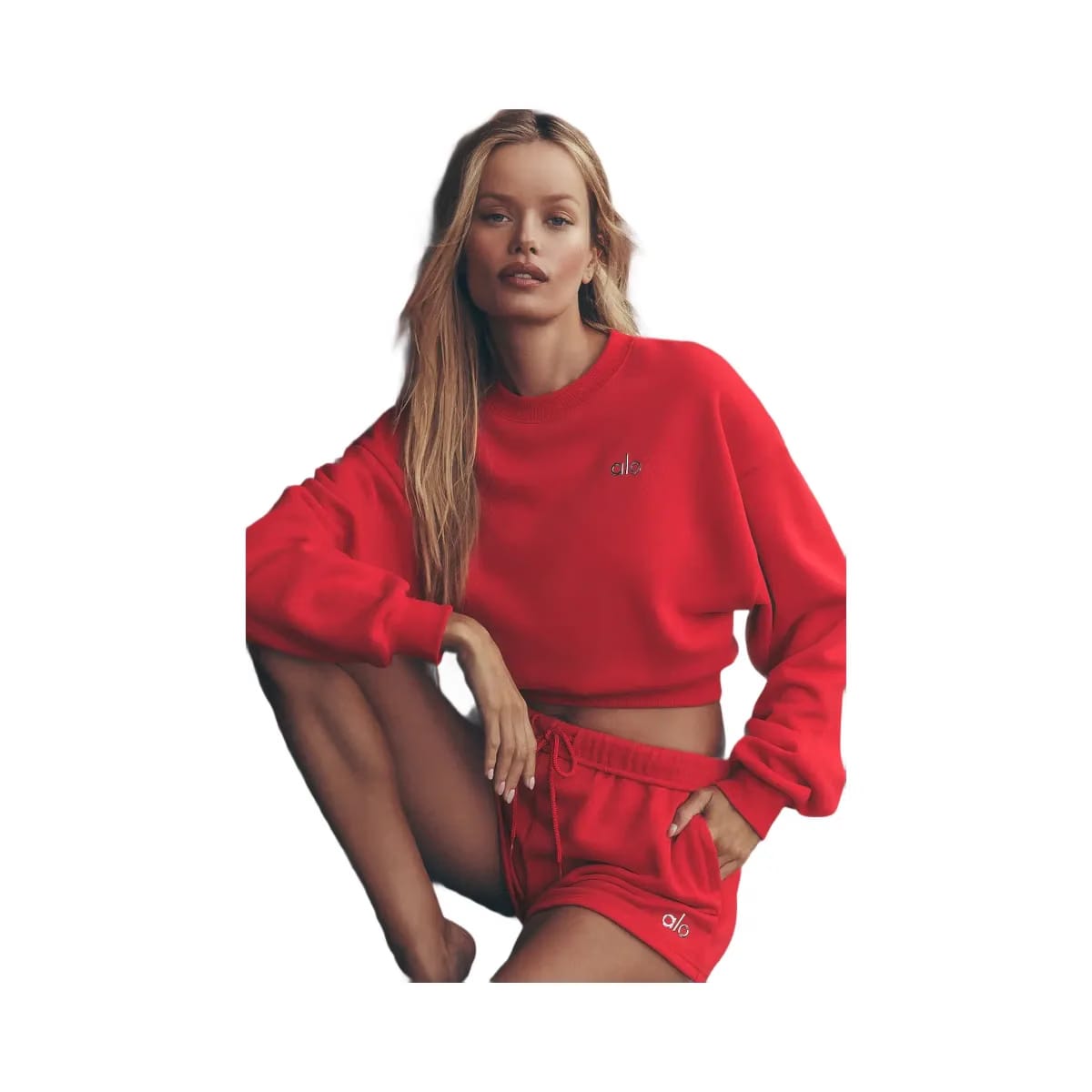 Alo Women's Cropped Accolade Crewneck - Bright Red