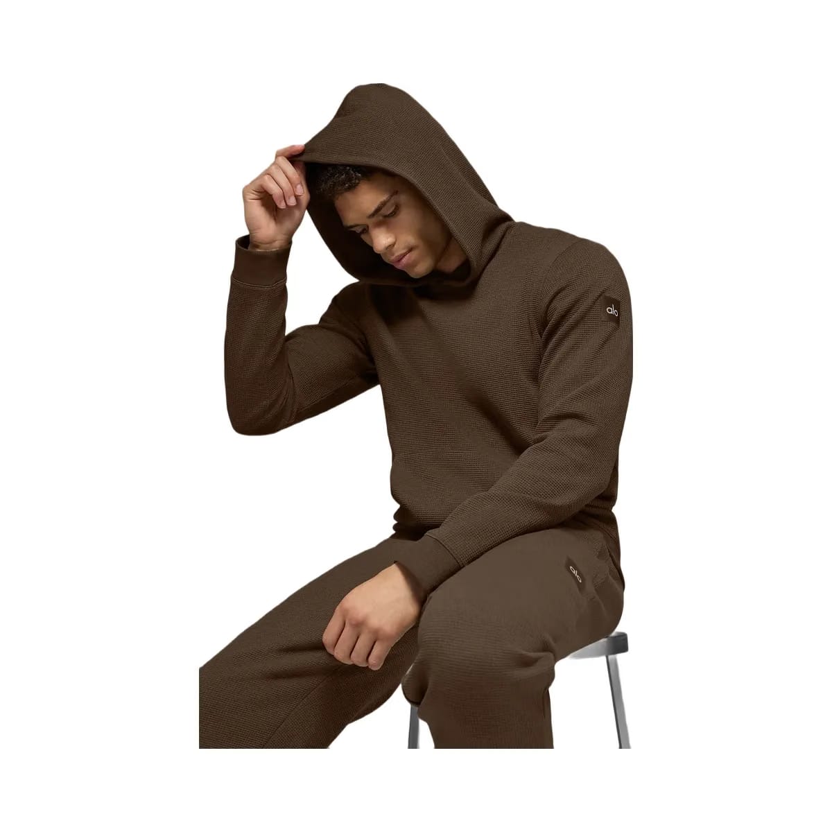 Alo Men's Waffle Lounge Hoodie - Espresso