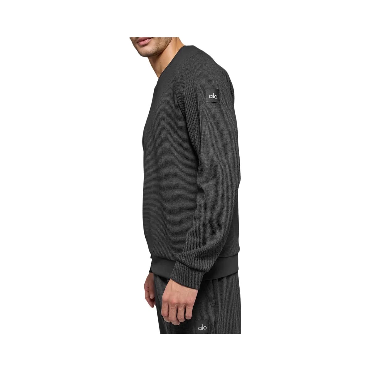 Alo Men's Waffle Lounge Long Sleeve Crew - Anthracite