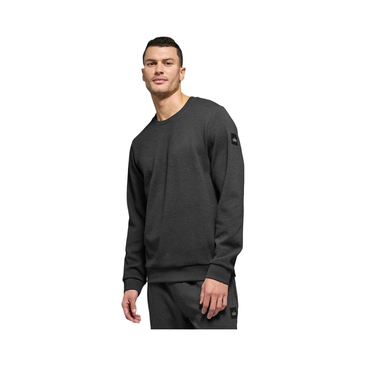 Alo Men's Waffle Lounge Long Sleeve Crew - Anthracite