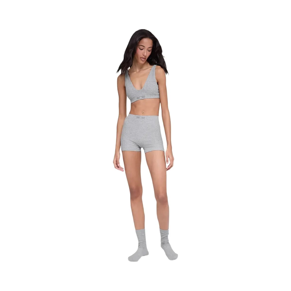 Alo Women's soft Sincere Micro Short - Athletic Heather Grey