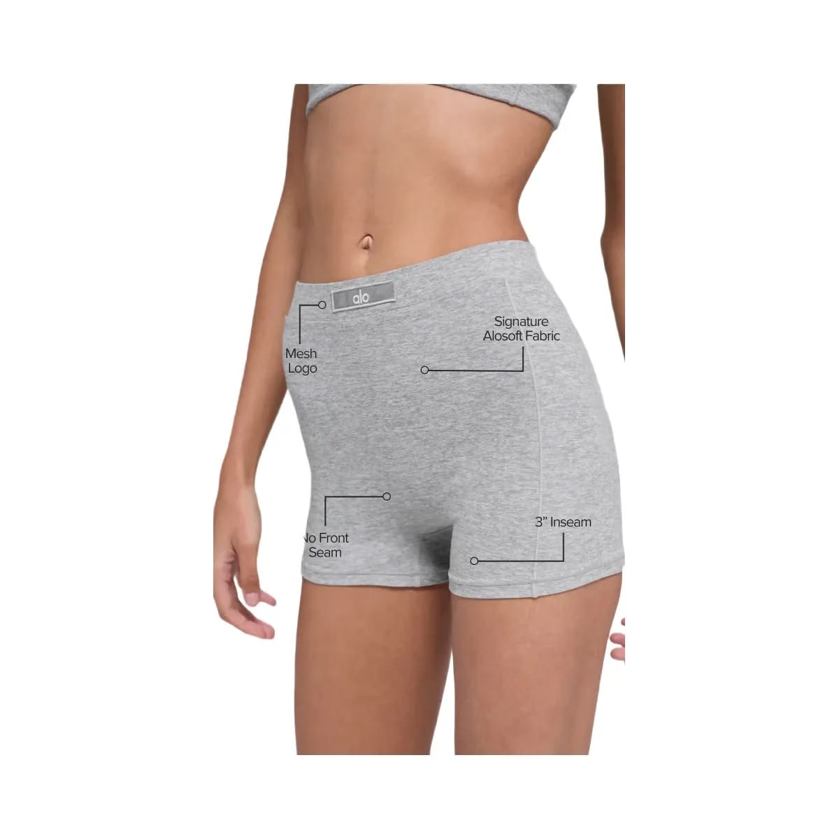 Alo Women's soft Sincere Micro Short - Athletic Heather Grey
