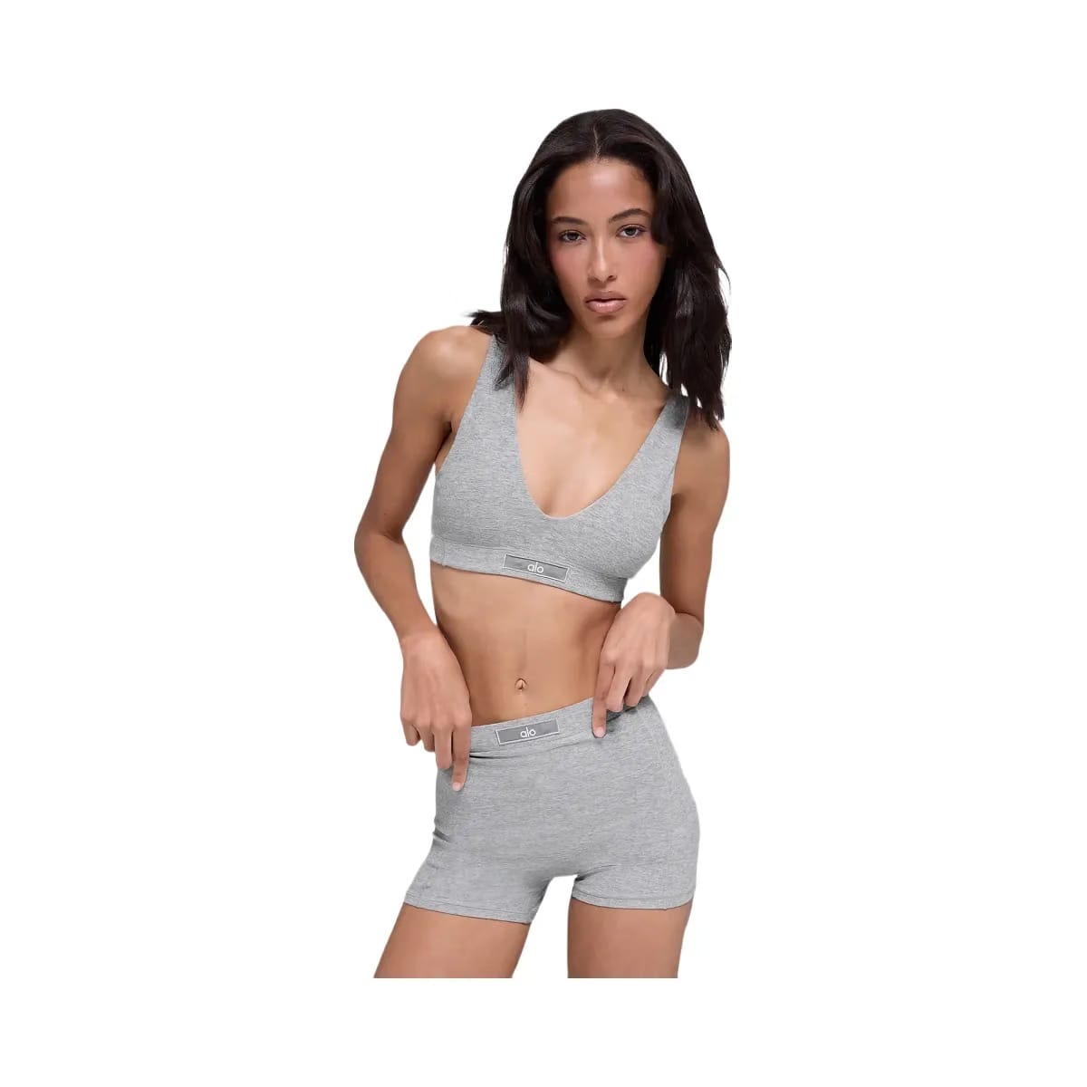Alo Women's soft Sincere Bra - Athletic Heather Grey