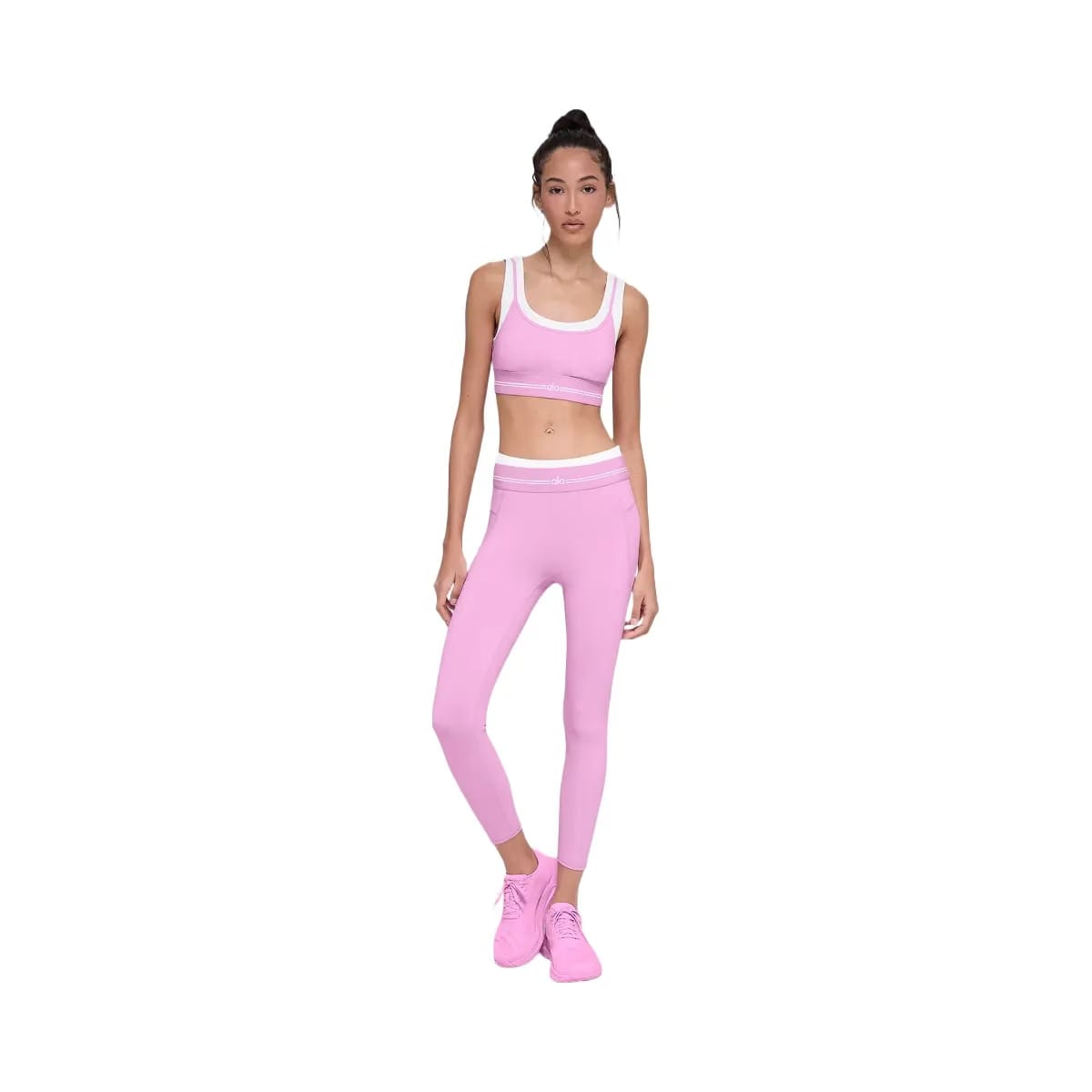 Alo Women's Airbrush Better Together Bra - Candy Heart Pink/White