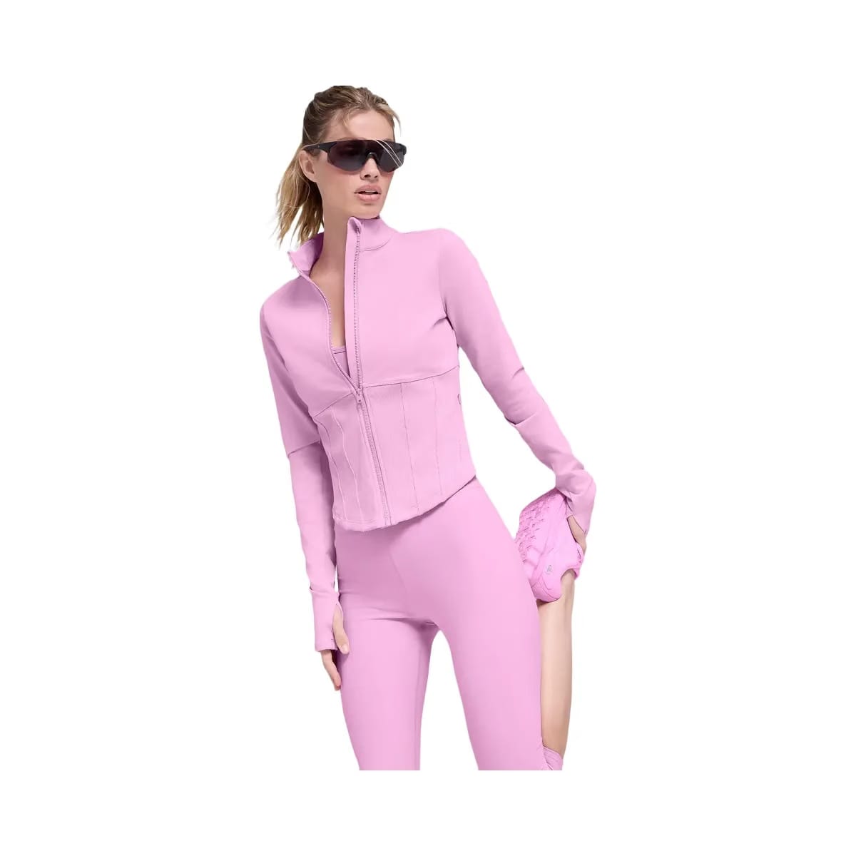 Alo Women's Airbrush Corset Full Zip Jacket - Candy Heart Pink