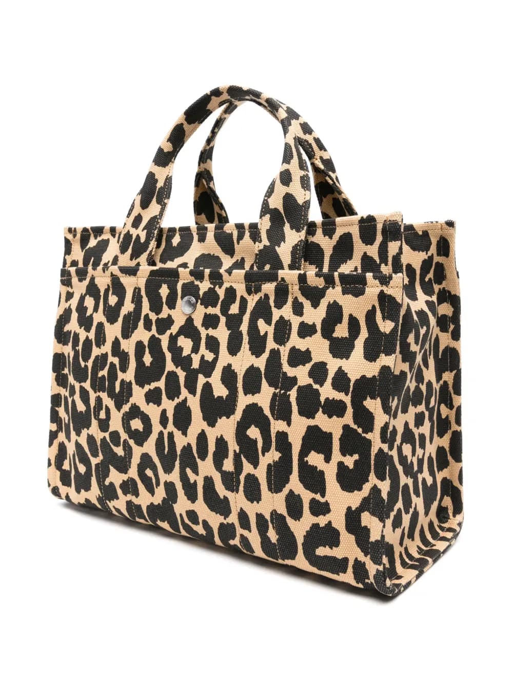 leopard-print canvas tote bag