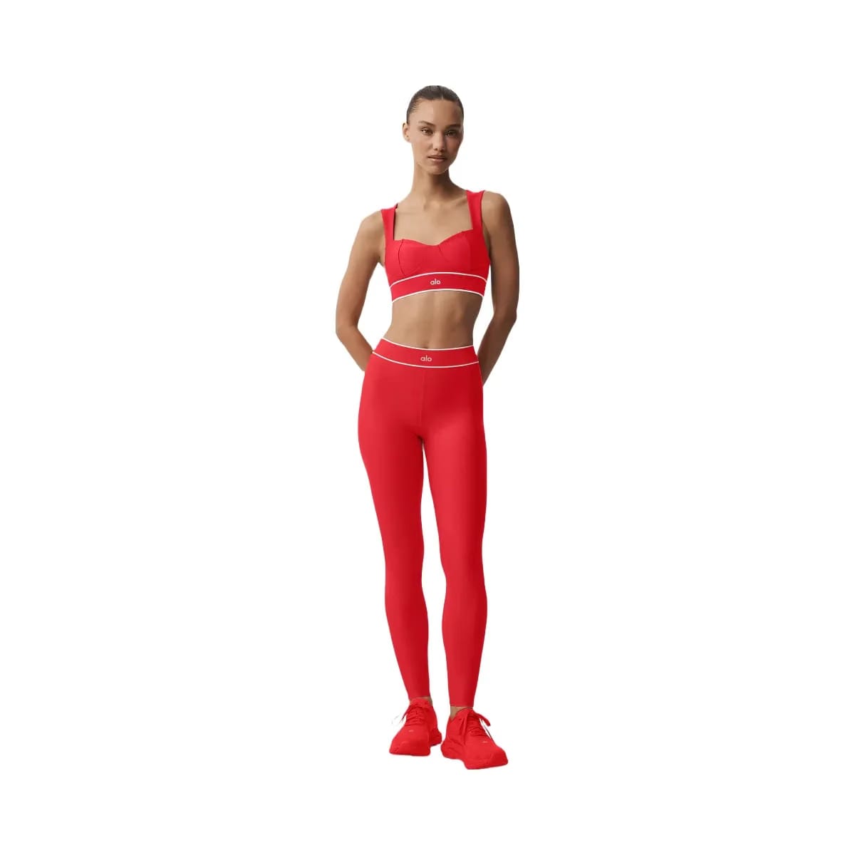 Alo Women's Airlift High-Waist Alignment Legging - Bright Red/White