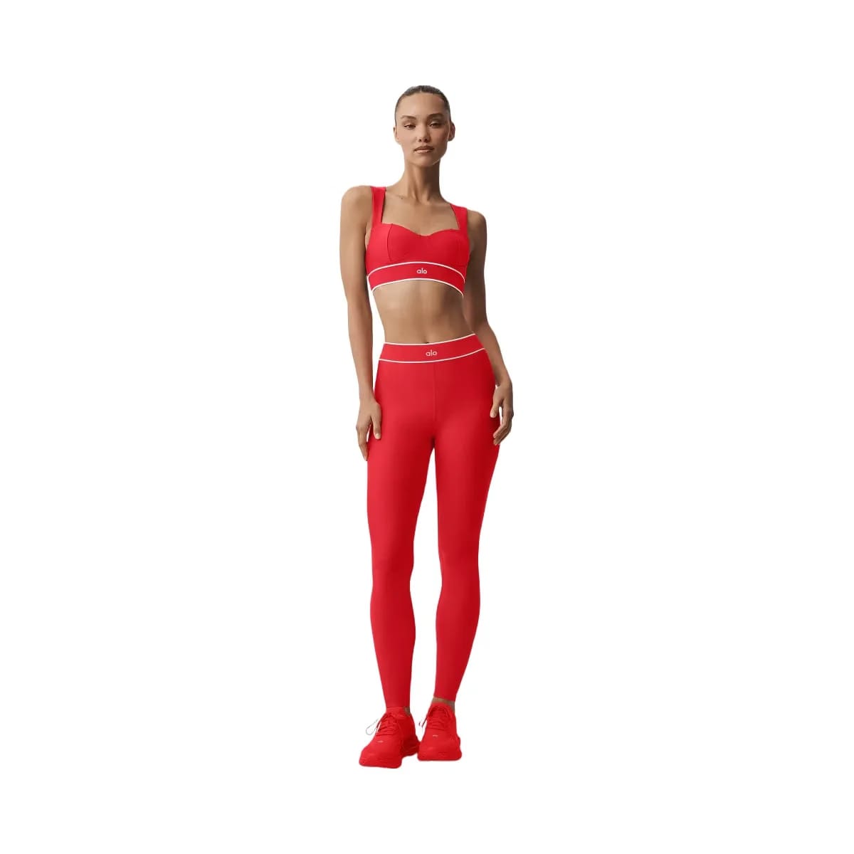 Alo Women's Airlift Alignment Bra - Bright Red/White