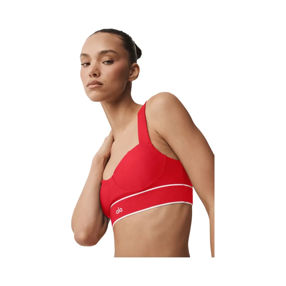 Alo Women's Airlift Alignment Bra - Bright Red/White