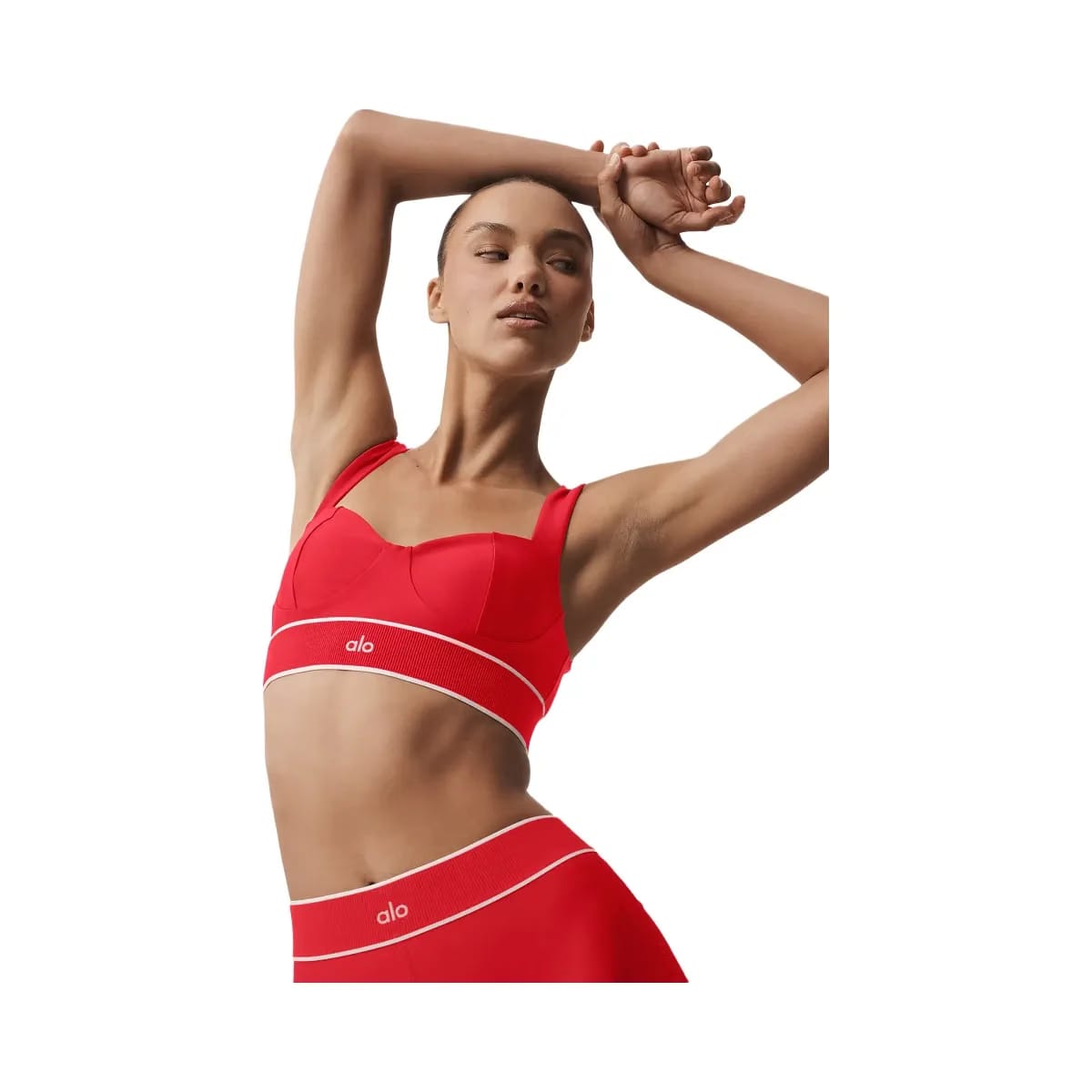 Alo Women's Airlift Alignment Bra - Bright Red/White