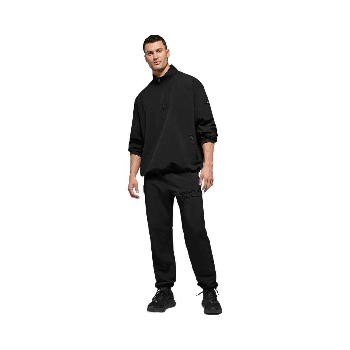 Alo Men's Light Weight Takeaway Track Pullover - Black