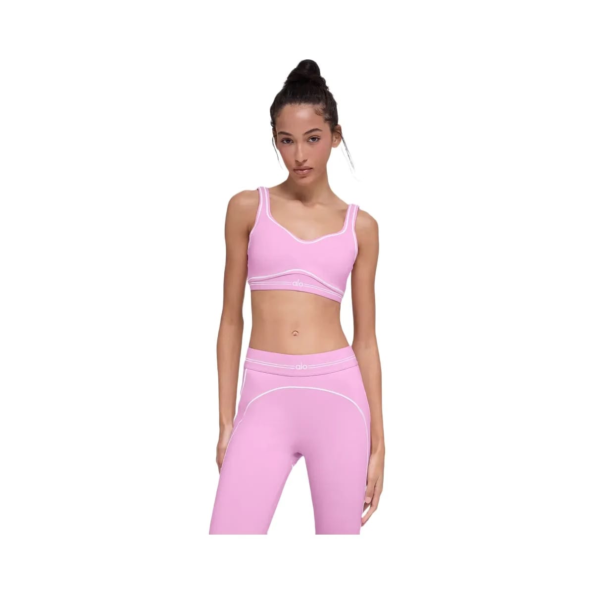 Alo Women's Airbrush Heart Throb Bra - Candy Heart Pink/White