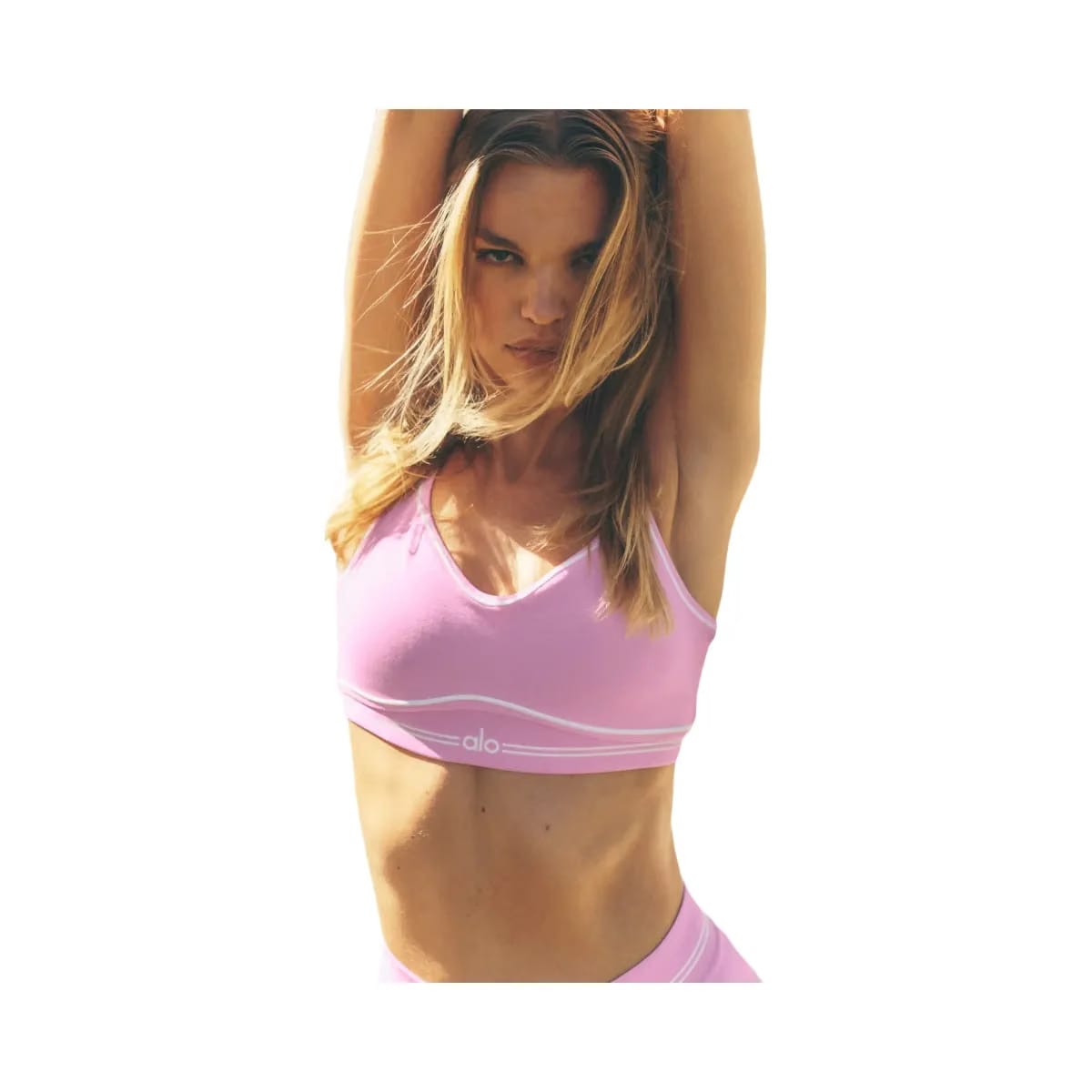 Alo Women's Airbrush Heart Throb Bra - Candy Heart Pink/White