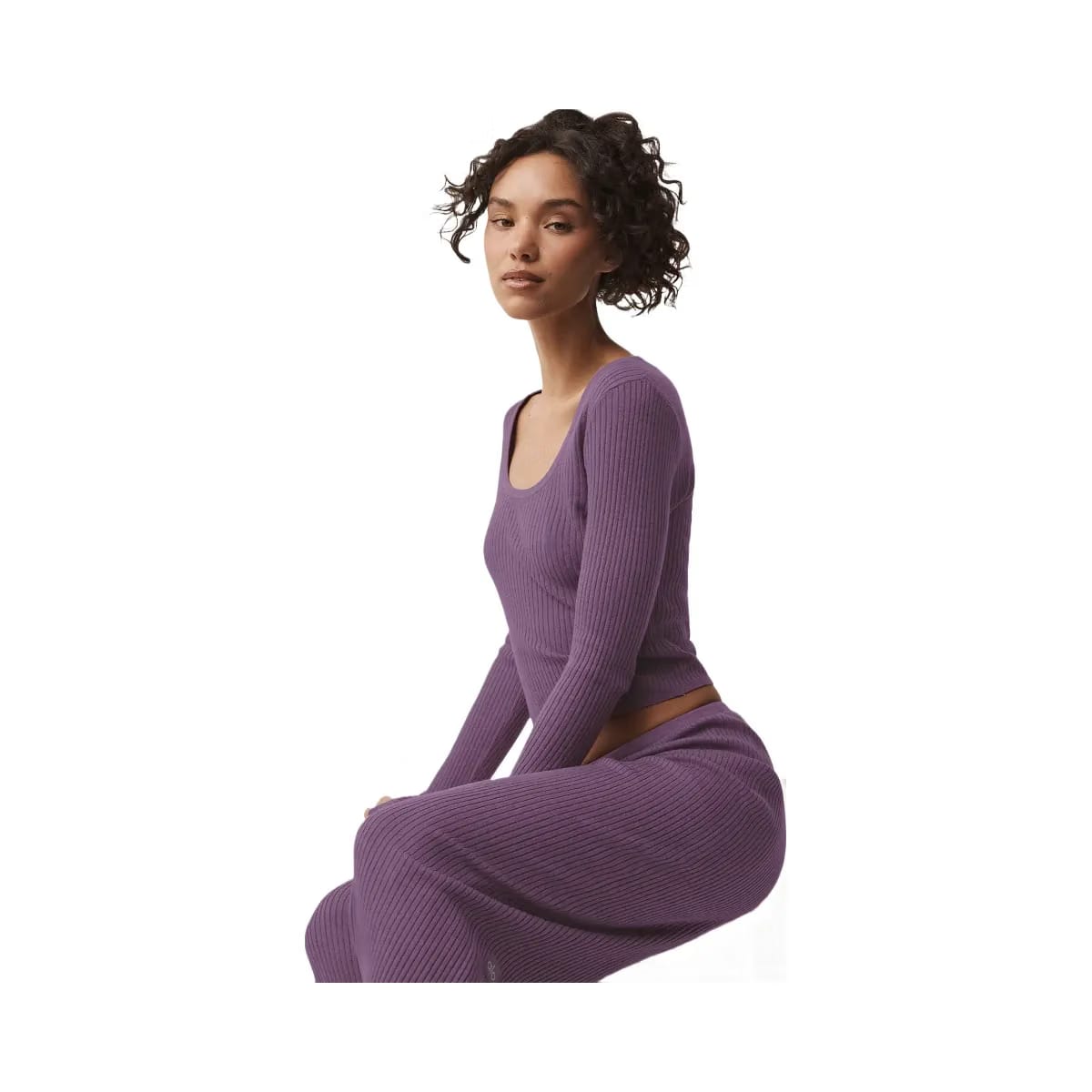 Alo Women's Sweater Knit Unwind Long Sleeve - Plum Kiss