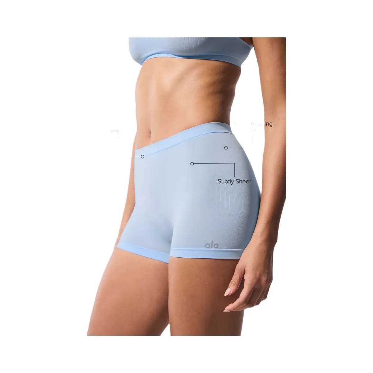 Alo Women's Sheer Glow Boyshort - Seashell Blue