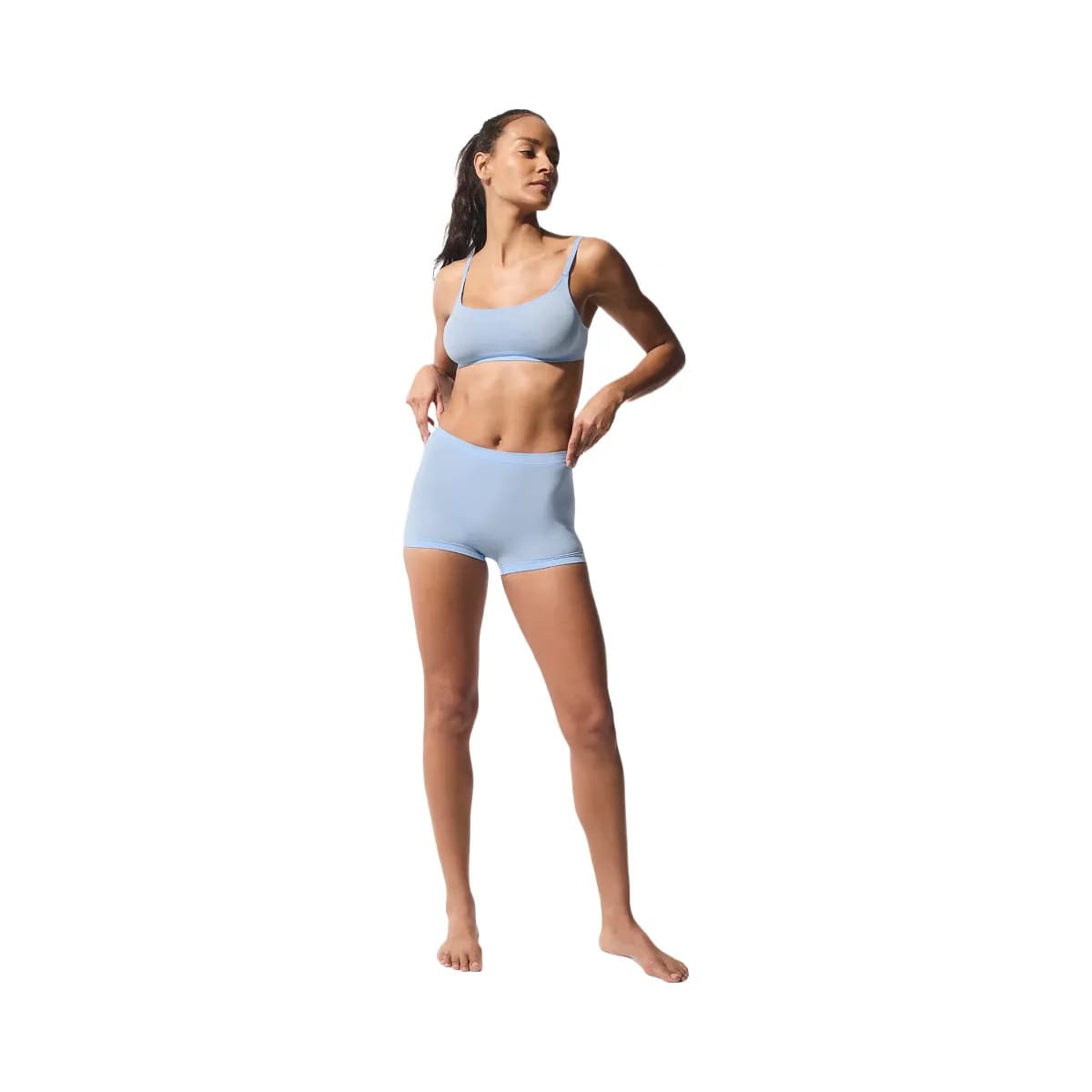 Alo Women's Sheer Glow Boyshort - Seashell Blue
