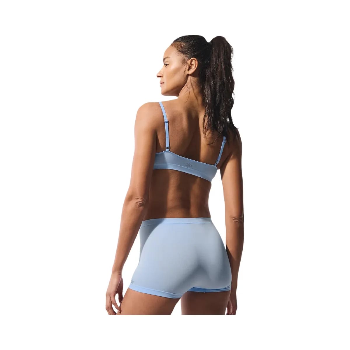 Alo Women's Sheer Glow Boyshort - Seashell Blue