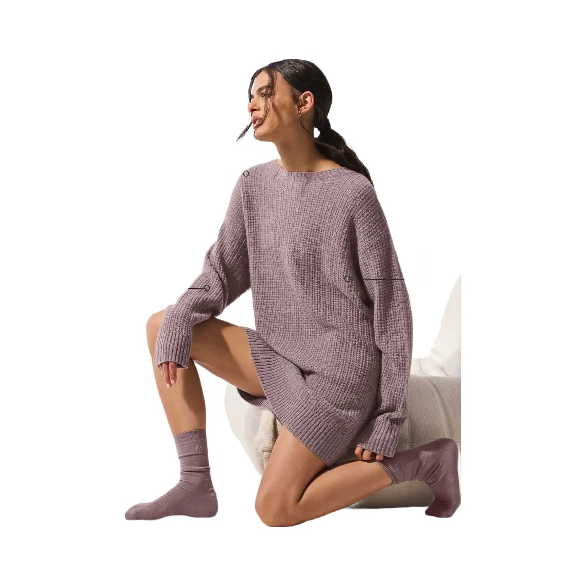 Alo Women's Cashmere Plush Waffle Dress - Mushroom Heather