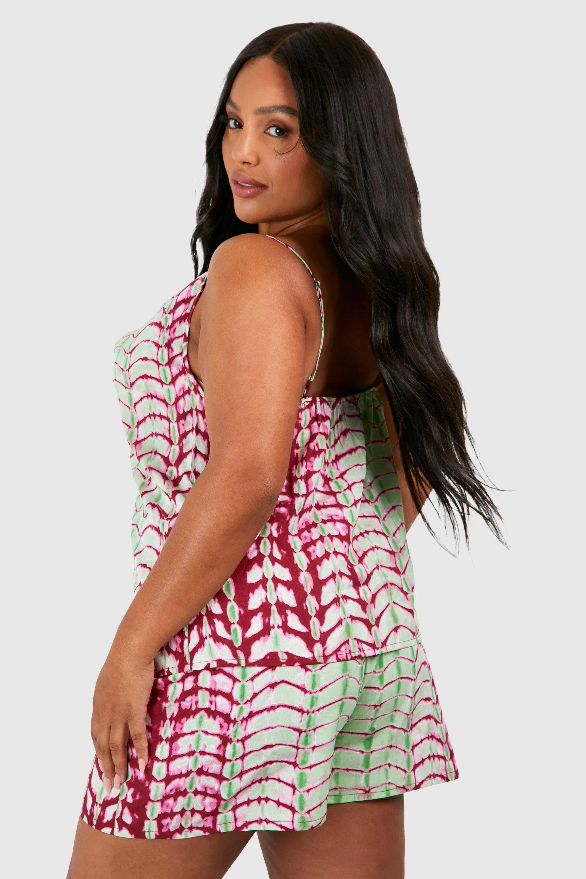 Plus Tie Dye Halterneck Cowl Cami