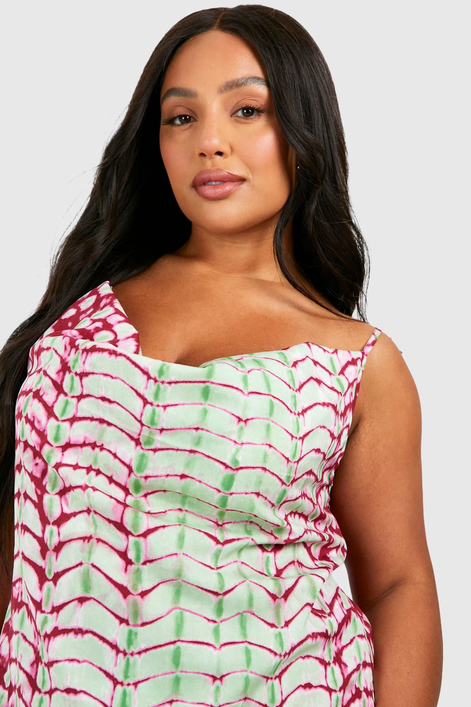 Plus Tie Dye Halterneck Cowl Cami