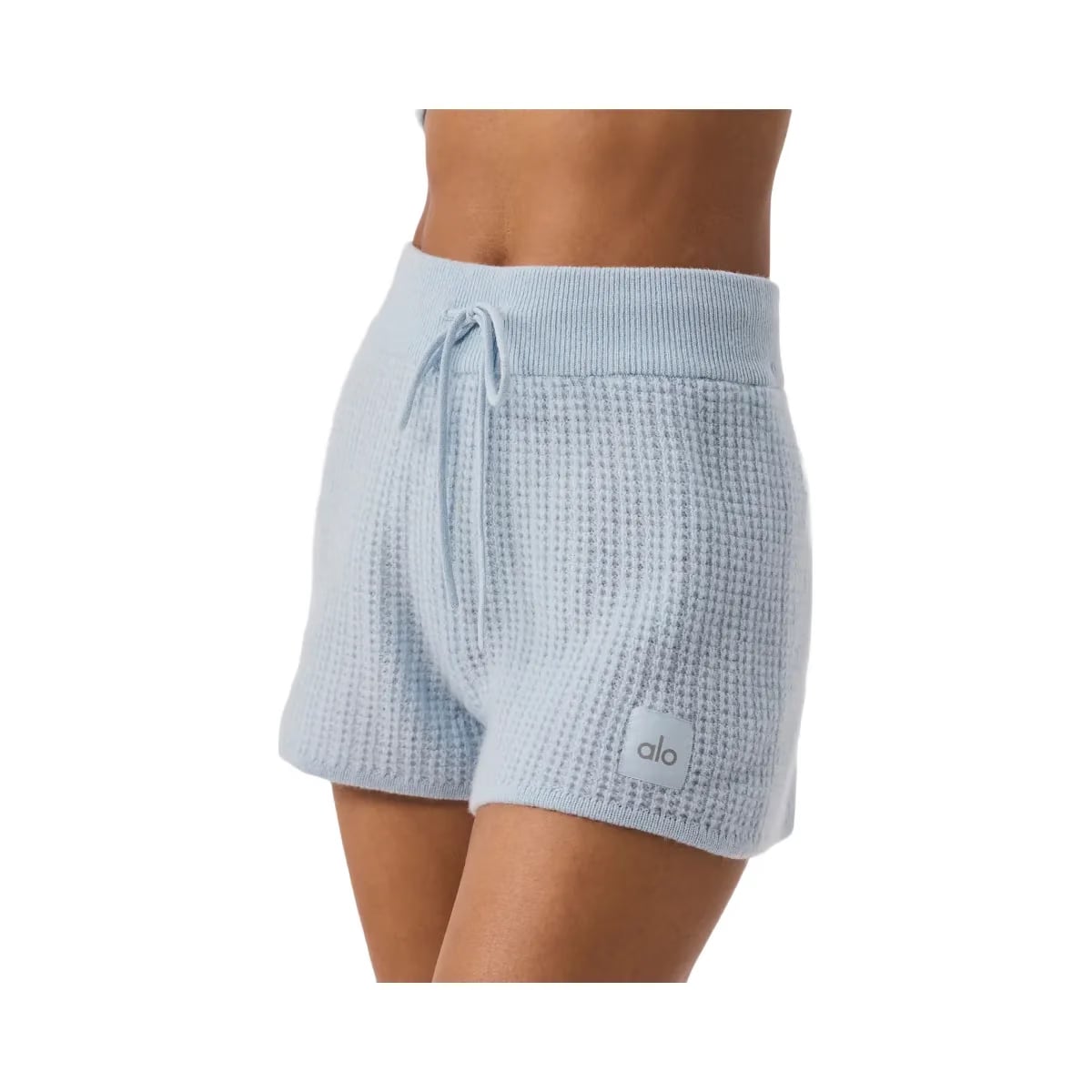 Alo Women's Cashmere High-Waist Plush Waffle Short - Crystal Blue