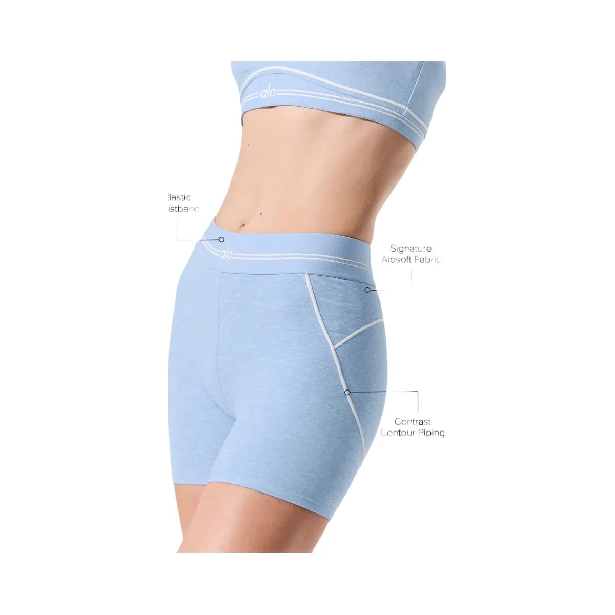 Alo Women's 4” Alosoft High-Waist Heart Throb Short - Seashell Blue Heather/White