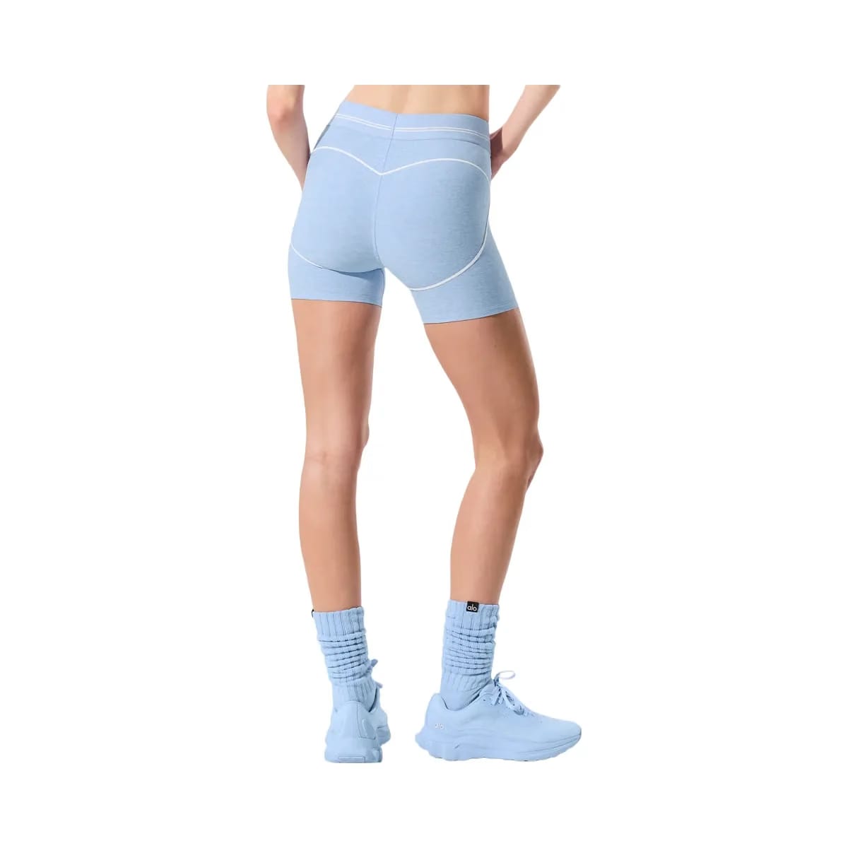 Alo Women's 4” Alosoft High-Waist Heart Throb Short - Seashell Blue Heather/White