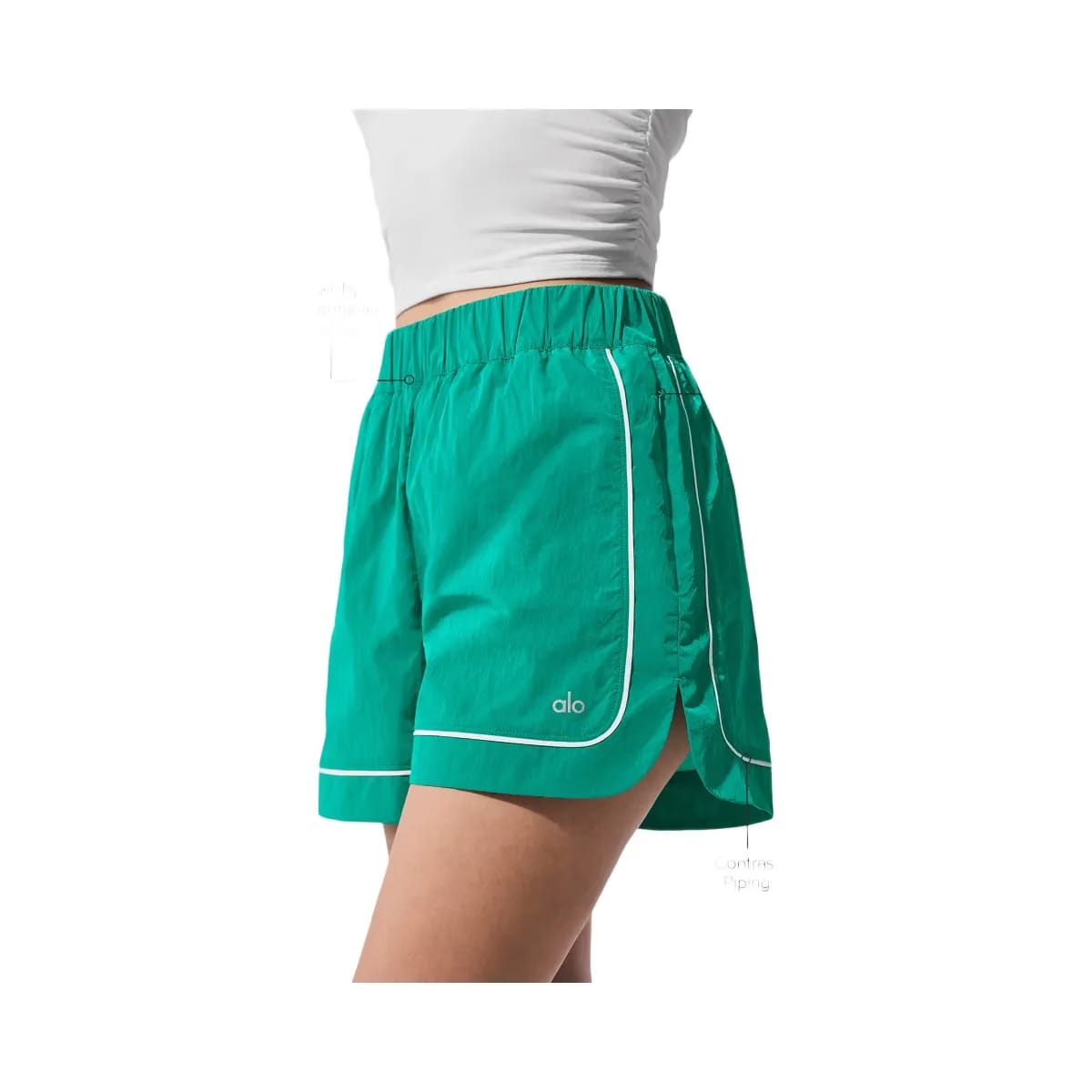 Alo Women's Motivate Track Short - Spruce Green/White