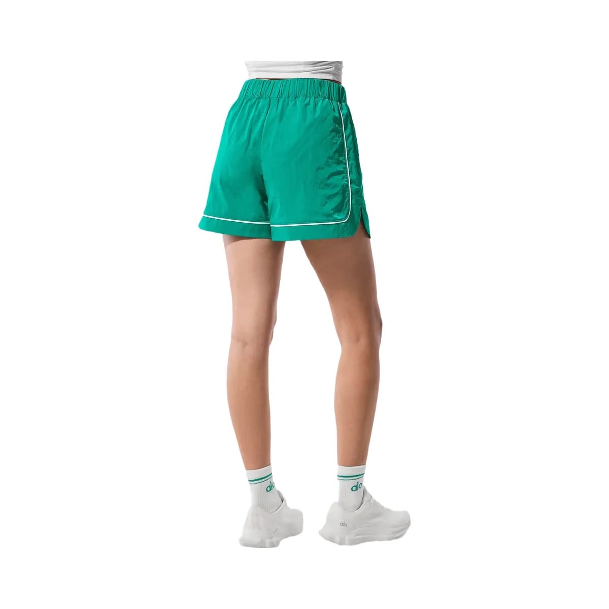 Alo Women's Motivate Track Short - Spruce Green/White