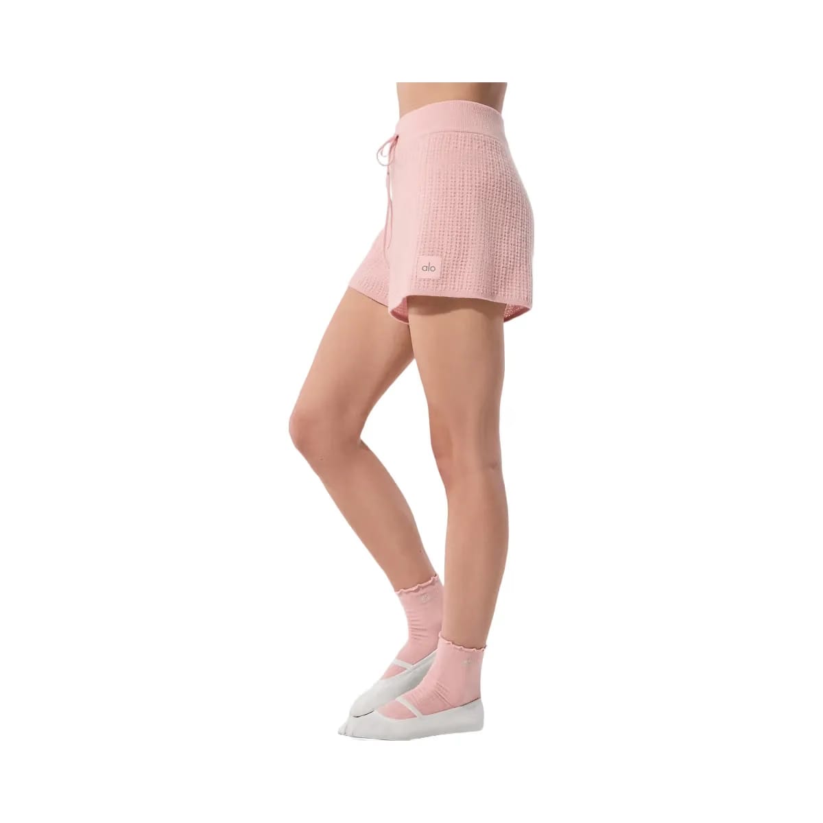 Alo Women's Cashmere High-Waist Plush Waffle Short - Pink Quartz