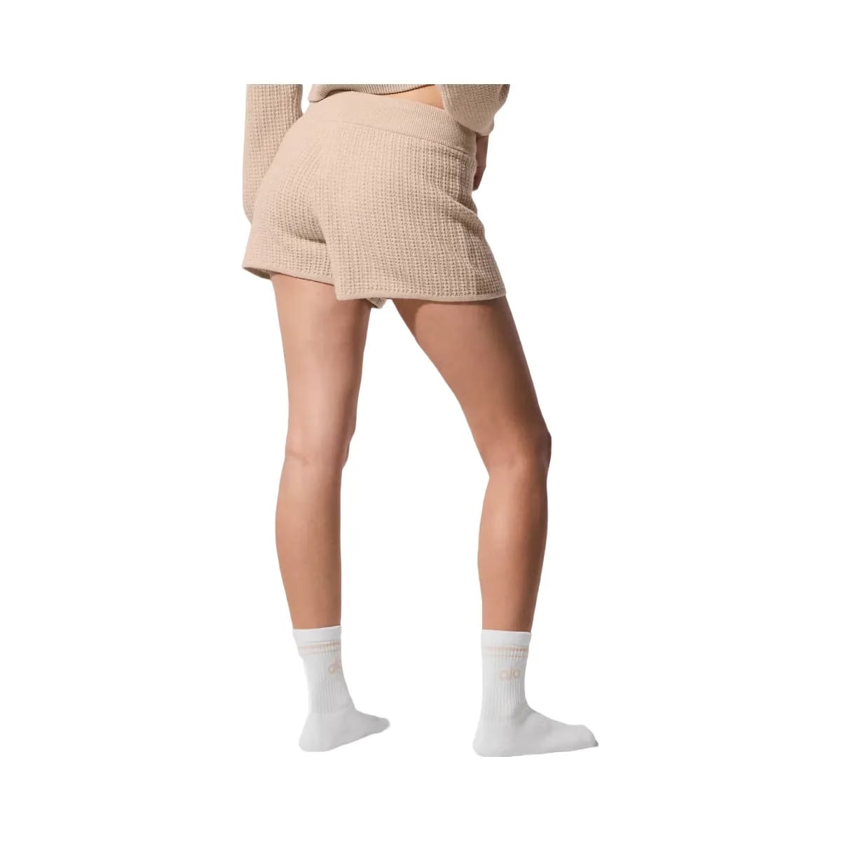 Alo Women's Cashmere High-Waist Plush Waffle Short - Macadamia Blush