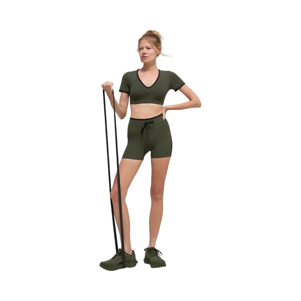 Alo Women's 4" Airbrush High-Waist Race Pace Short - Green Olive/Black