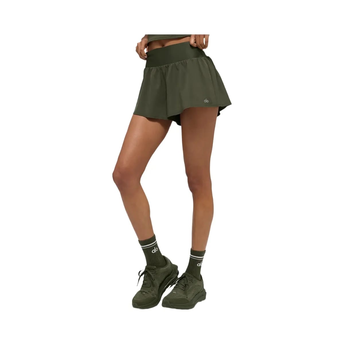 Alo Women's Victory Running Short - Green Olive