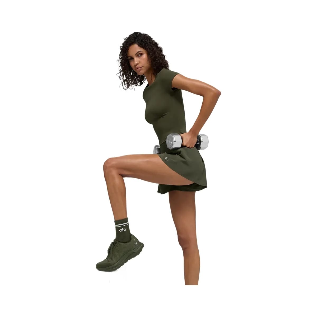 Alo Women's Victory Running Short - Green Olive
