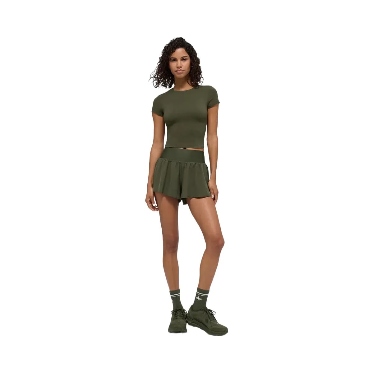 Alo Women's Victory Running Short - Green Olive