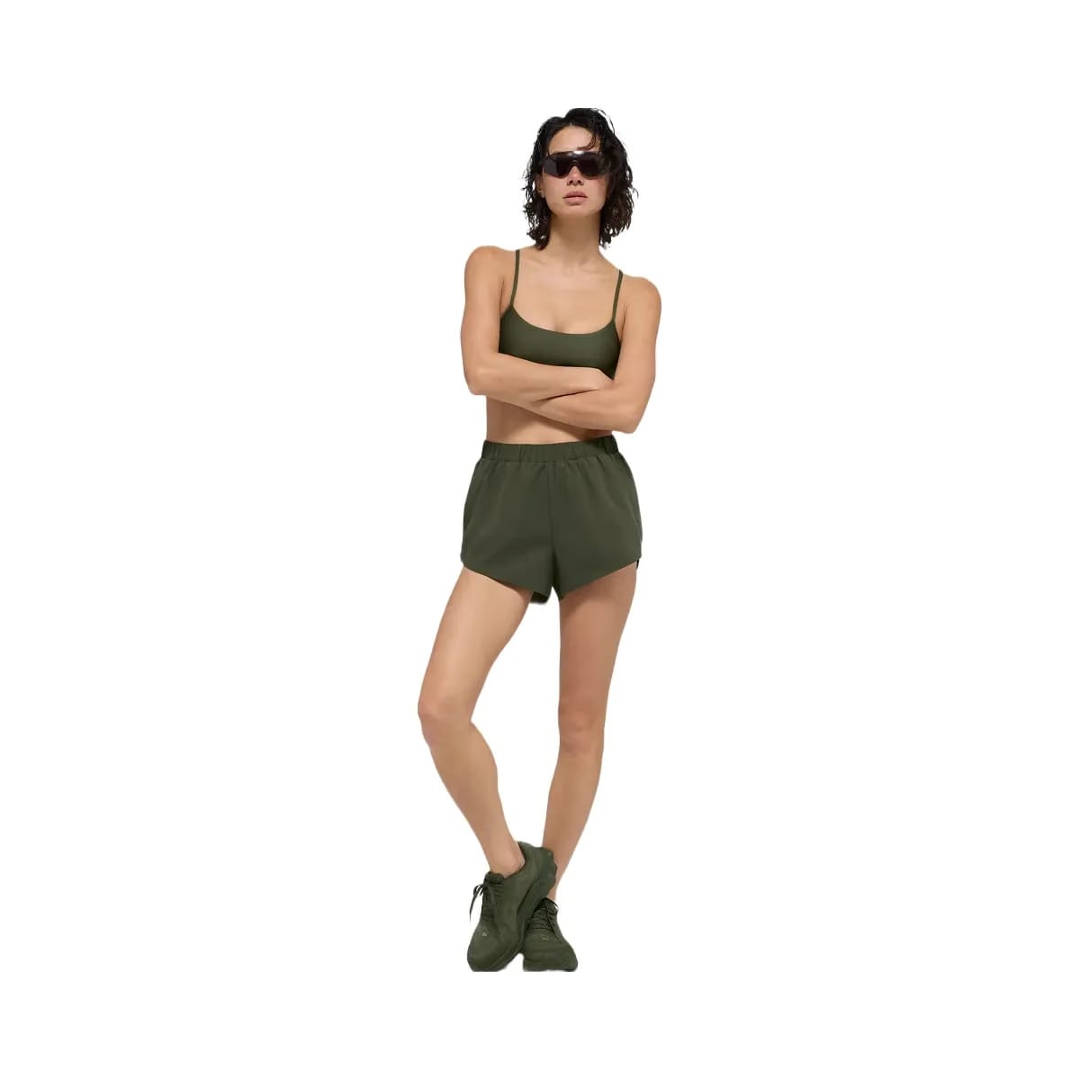 Alo Women's Playmaker Dolphin Short - Green Olive
