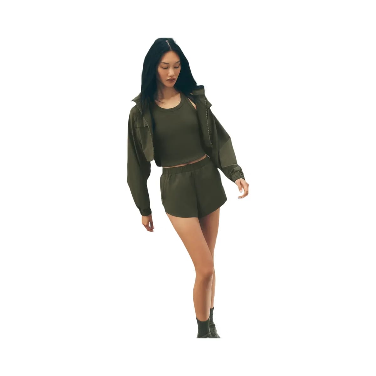 Alo Women's Playmaker Dolphin Short - Green Olive
