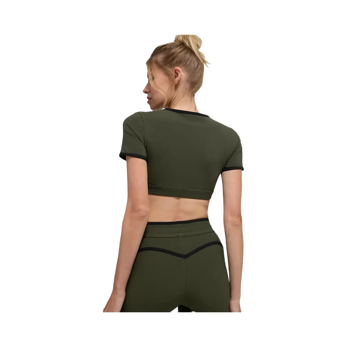 Alo Women's Airbrush Race Pace Short Sleeve - Green Olive/Black