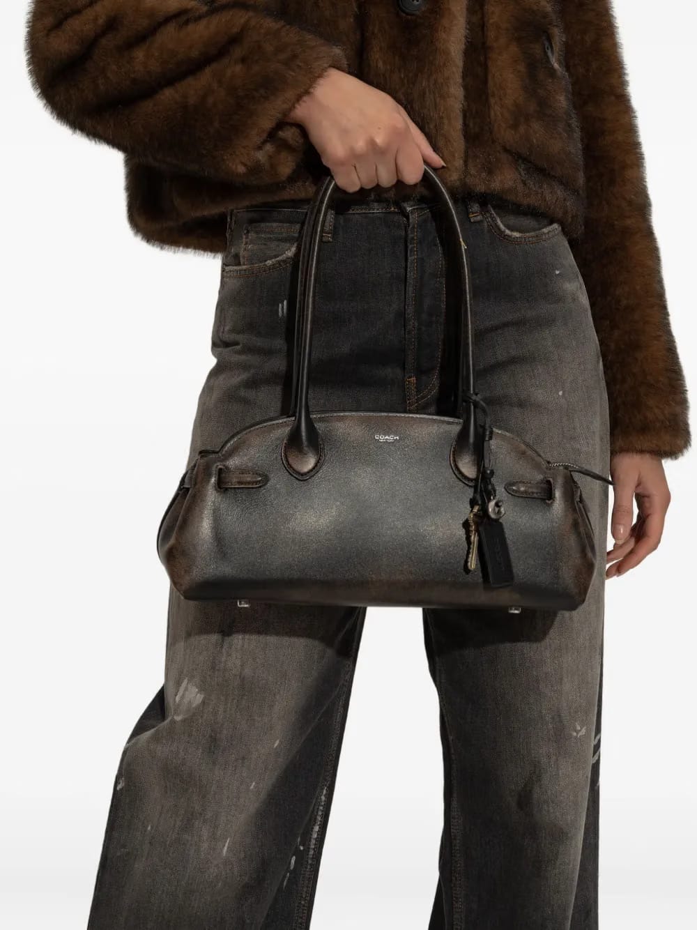 Empire leather key-charm tote bag