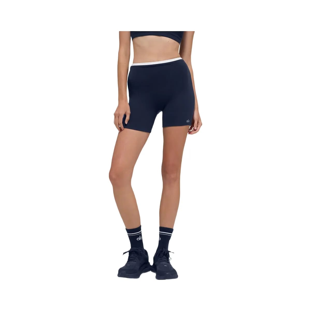 Alo Women's 5" Airbrush Double Up Short - Navy/White