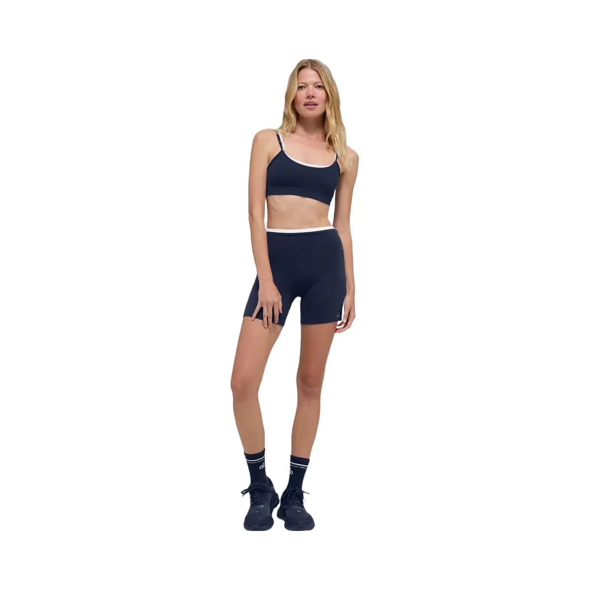 Alo Women's 5" Airbrush Double Up Short - Navy/White