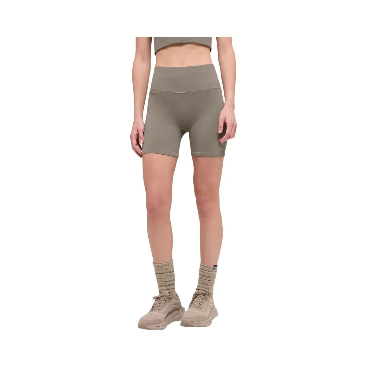 Alo Women's 5" Seamless Ribbed Favorite Short - Light Cocoa