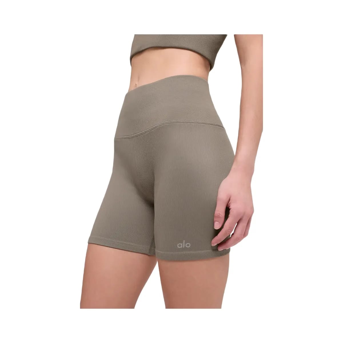 Alo Women's 5" Seamless Ribbed Favorite Short - Light Cocoa