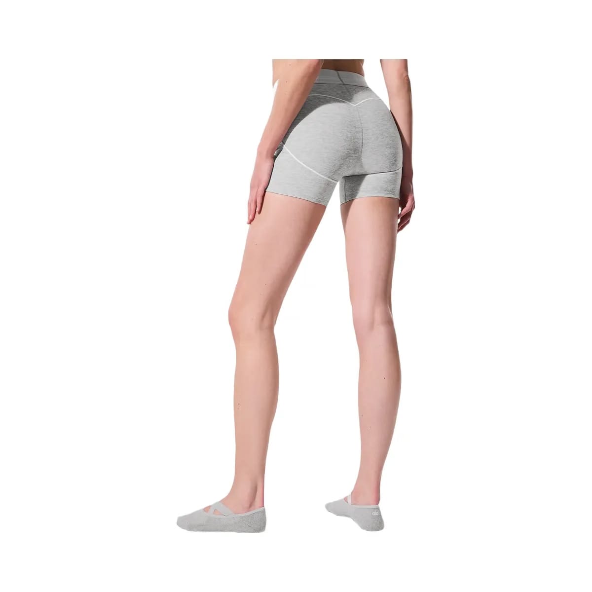 Alo Women's 4” Alosoft High-Waist Heart Throb Short - Athletic Heather Grey/White