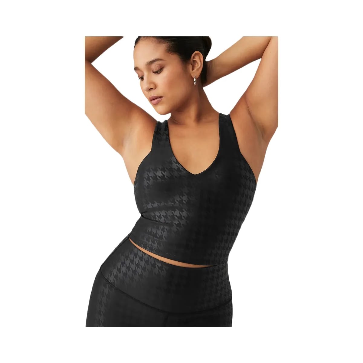 Alo Women's Airlift Glimmer Houndstooth Real Bra Tank - Black