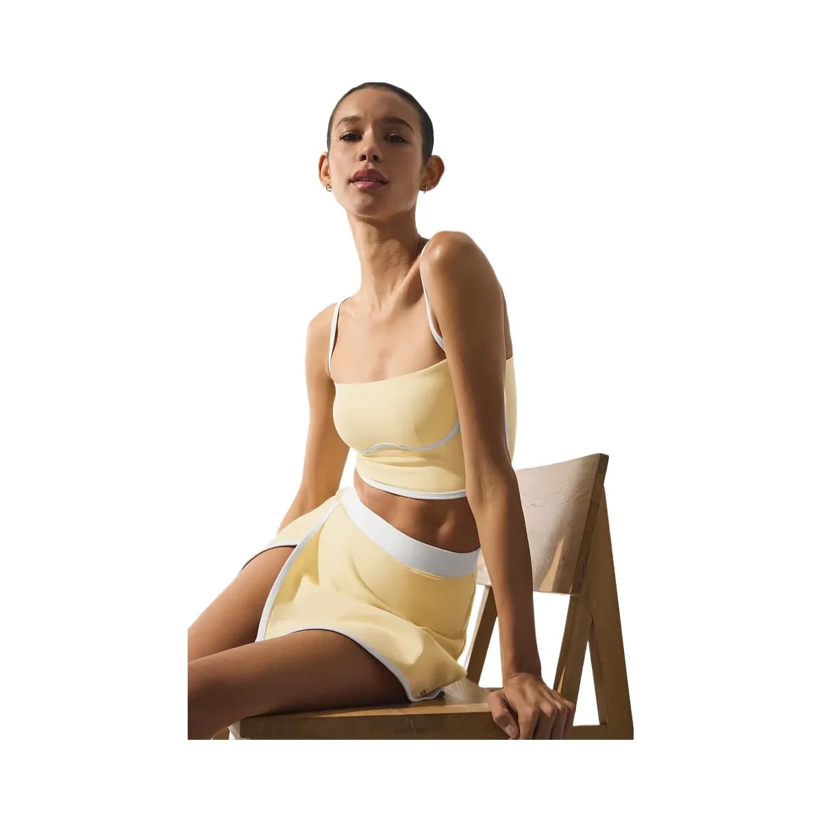 Alo Women's Airbrush Streamlined Bra Tank - Warm Butter/White