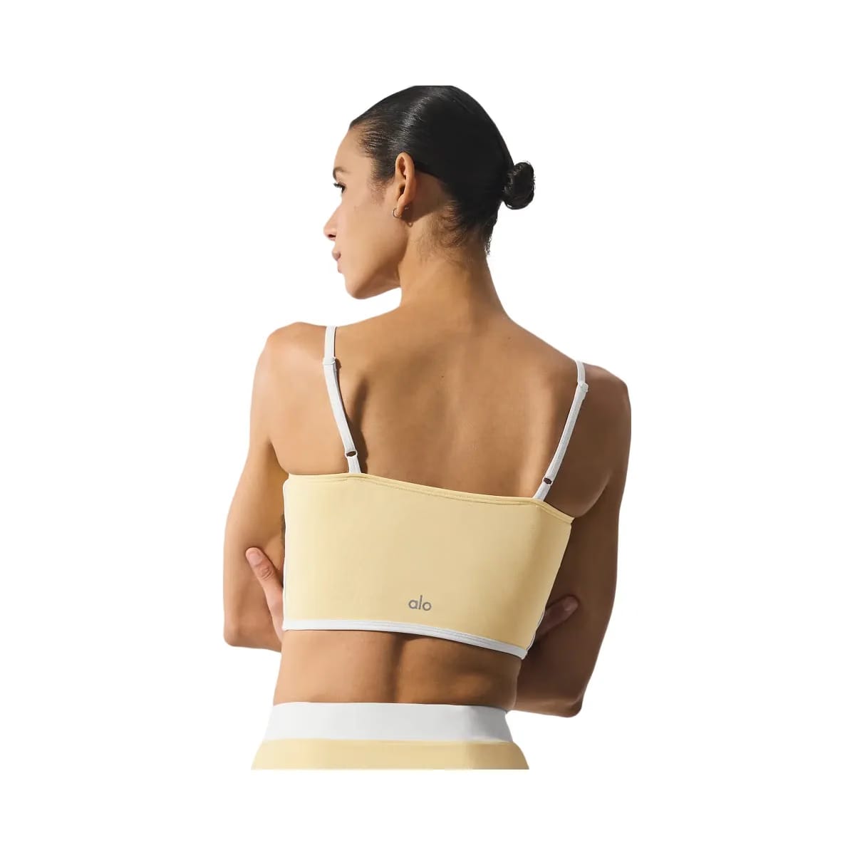 Alo Women's Airbrush Streamlined Bra Tank - Warm Butter/White