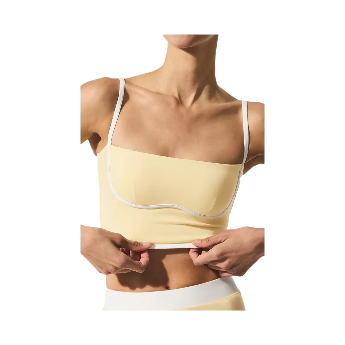 Alo Women's Airbrush Streamlined Bra Tank - Warm Butter/White