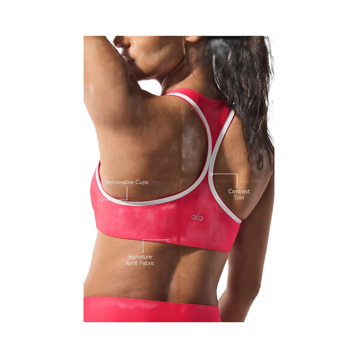 Alo Women's Airlift Super Sleek Contrast Bra - Candy Red/White